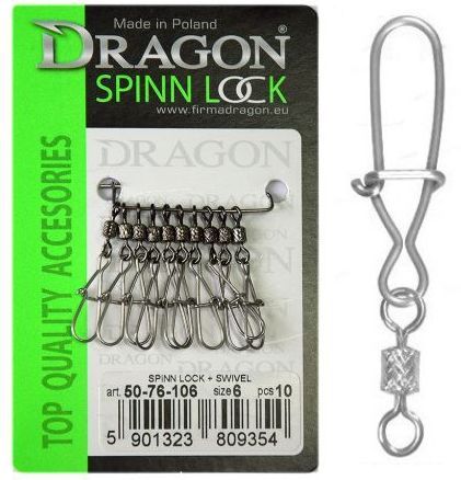 Dragon Spinn Lock+Swivel - Kattintásra bezárul