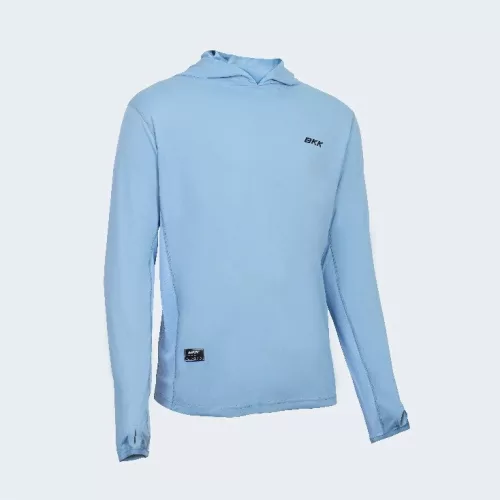 BKK HOODED LONG SLEEVE PERFORMANCE SHIRT - BRAND VALUES GT - LIGHT BLUE L