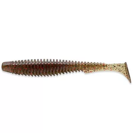 FISHUP U-Shad 3" (9pcs.), #045 - Green Pumpkin/Red & Black