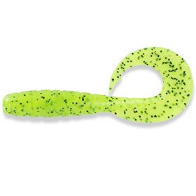   FISHUP Mighty Grub 4.5" (4pcs.), #055 - Chartreuse/Black