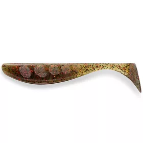   FISHUP Wizzle Shad 5" (4pcs.), #045 - Green Pumpkin/Red & Black