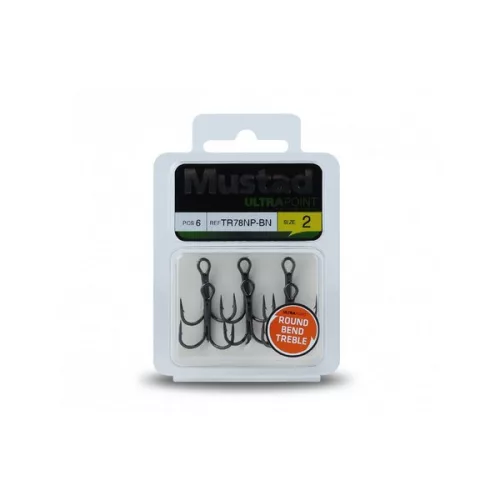 MUSTAD NP ROUND BEND TREBLE HOOK BARBLESS 6 6DB/CSOMAG