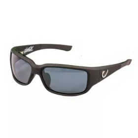   MUSTAD HP POLARIZED SUNGLASSES - BLACK VENTED FRAME, SMOKE LENS