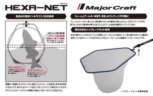 MAJOR CRAFT HEXA NET MERITŐFEJ L 67x58cm Red