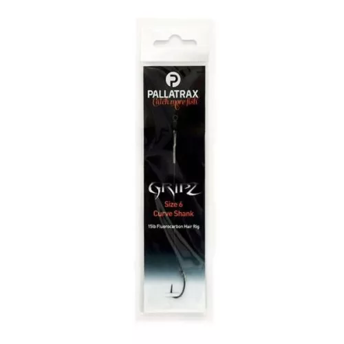 PALLATRAX GRIPZ CURVE SHANK HAIR RIGS SIZE 6 15LB FLUORO