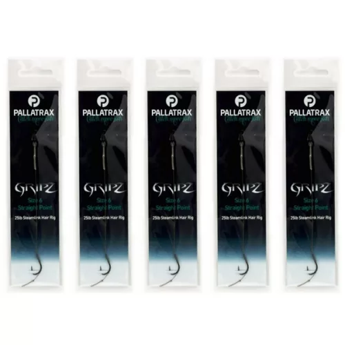 PALLATRAX GRIPZ STRAIGHT POINT HAIR RIGS SIZE 8 12LB FLUORO