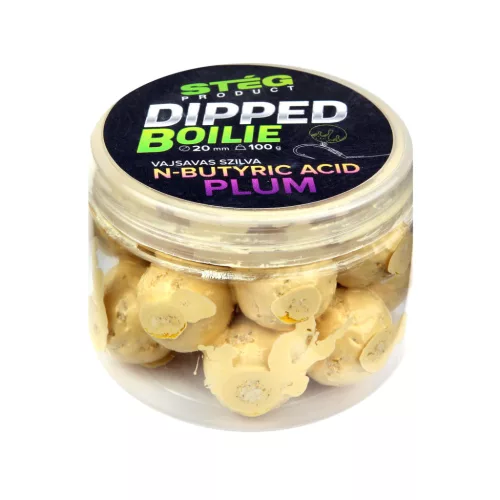 Stég Dipped boilie 100g 20mm N-Butyric Acid-Plum