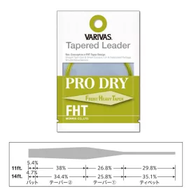   VARIVAS VÉKONYODÓ ELŐKE TAPERED LEADER PRO DRY FHT 3X 11ft 0.205mm-0.45mm 3x