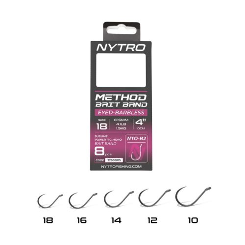 NYTRO NTO-B2 ELŐKÖTÖTT SZAKÁLL NÉLKÜLI CSALIGYŰRŰS METHOD ELŐKE 10 CM 18/0,15MM